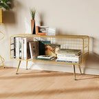 Mesha Modern Metal Mesh Bookshelf In Gold