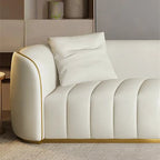 Boss Modern Faux Leather Upholstered 3-Seater Sofa with Gold Legs