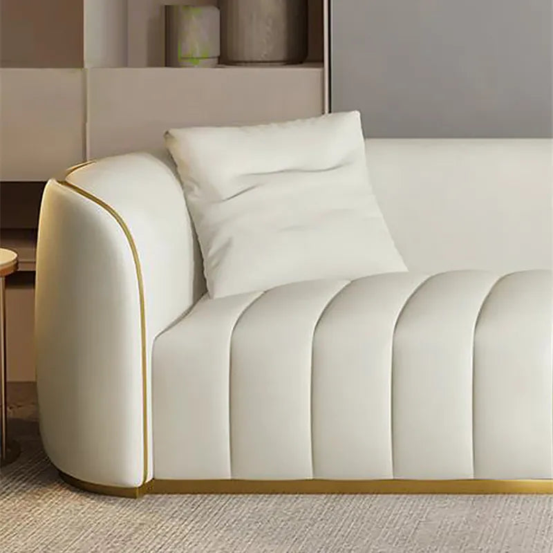 Boss Modern Faux Leather Upholstered 3-Seater Sofa with Gold Legs