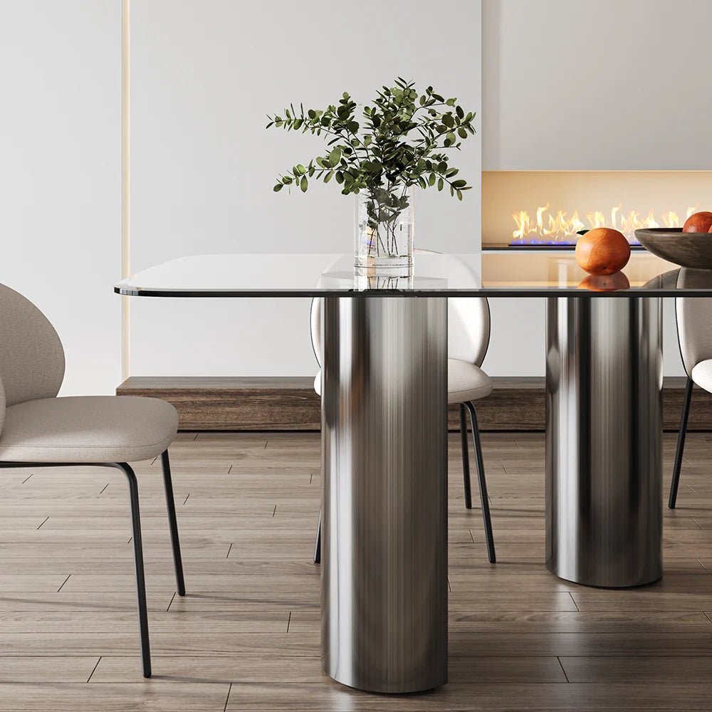 Gossy Modern Glass Top Dining Set