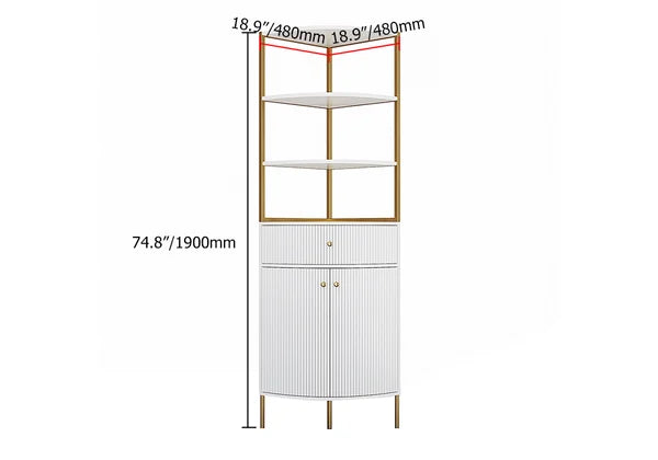 Moya Modern White Corner Bookshelf