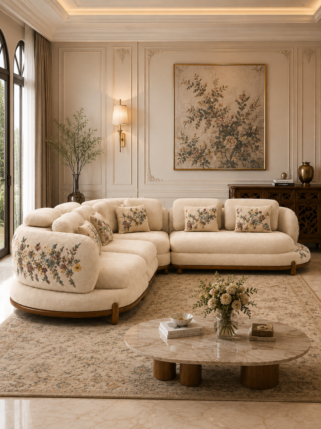 The Deloura Sofa — Luxury Floral Modular Corner Sofa
