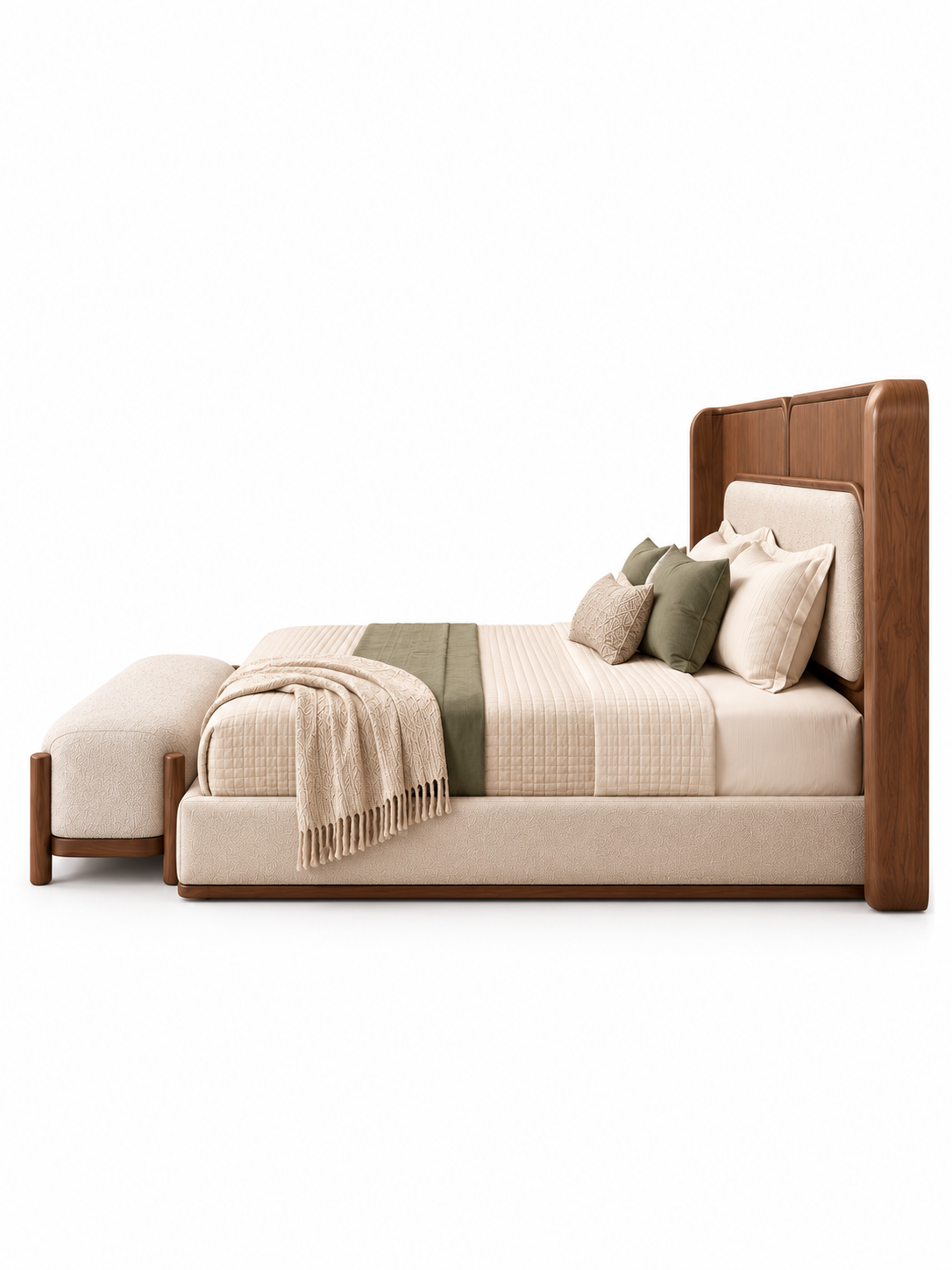 The Ivoria Bed — Luxury Solid Wood Upholstered Bed