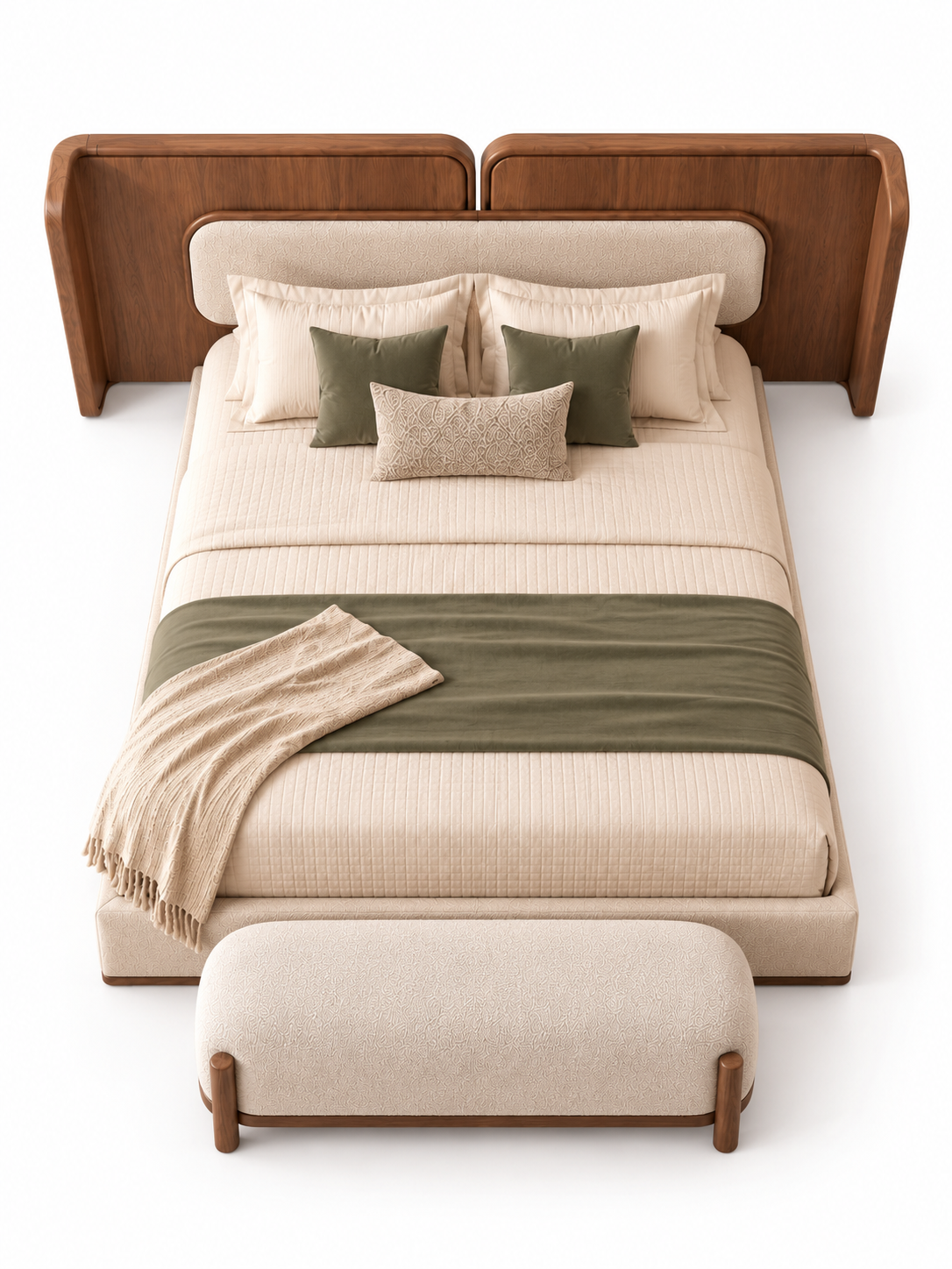The Ivoria Bed — Luxury Solid Wood Upholstered Bed