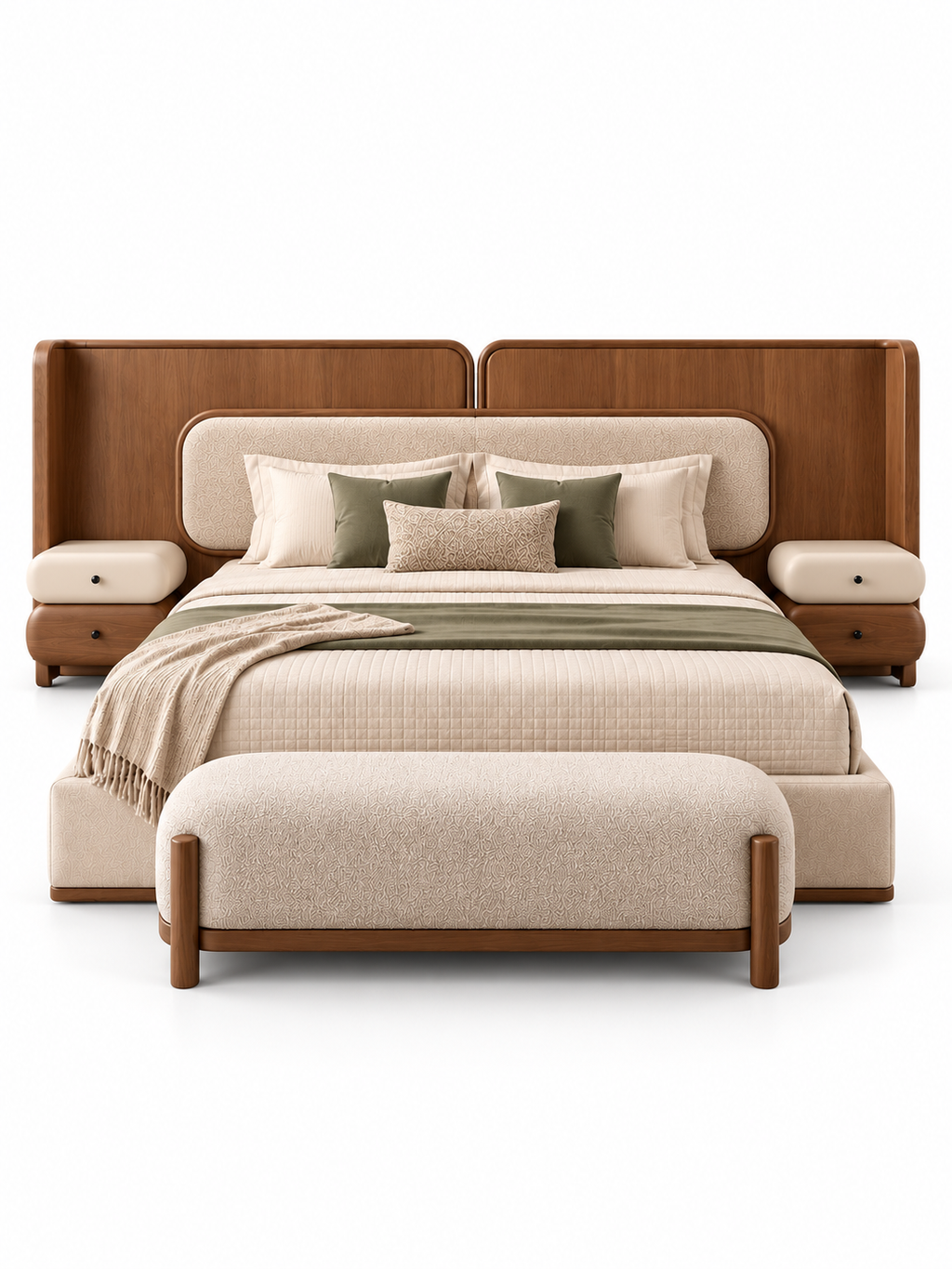 The Ivoria Bed — Luxury Solid Wood Upholstered Bed