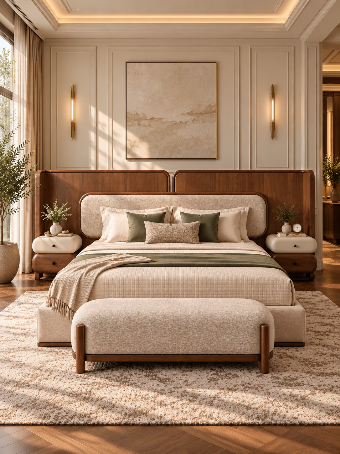 The Ivoria Bed — Luxury Solid Wood Upholstered Bed