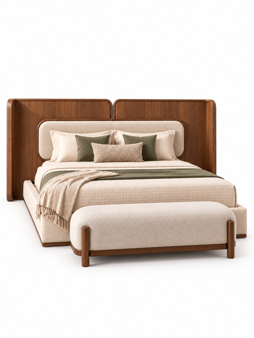 The Ivoria Bed — Luxury Solid Wood Upholstered Bed