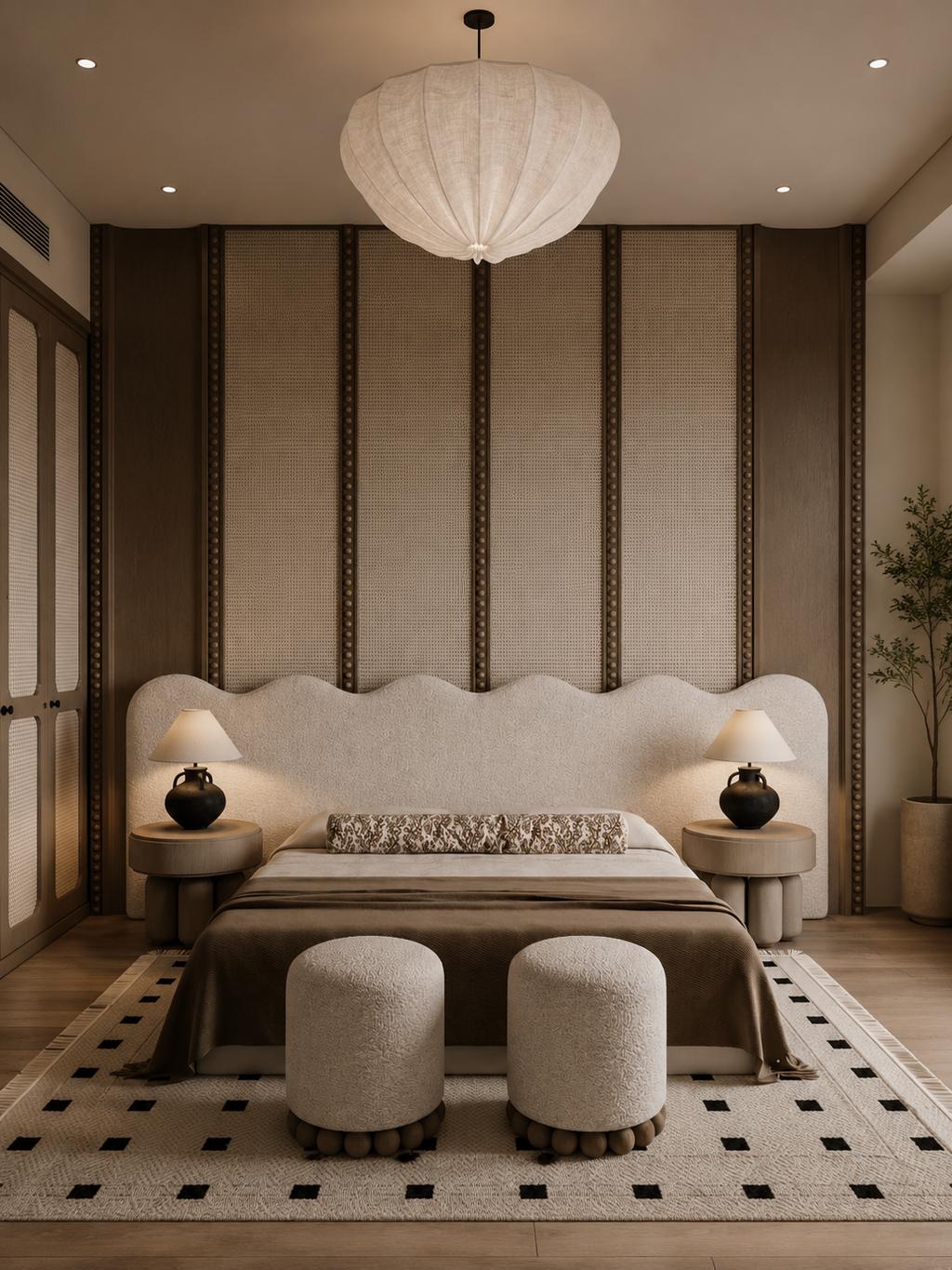 The Crest Bed — Luxury Bouclé Upholstered King Size Bed