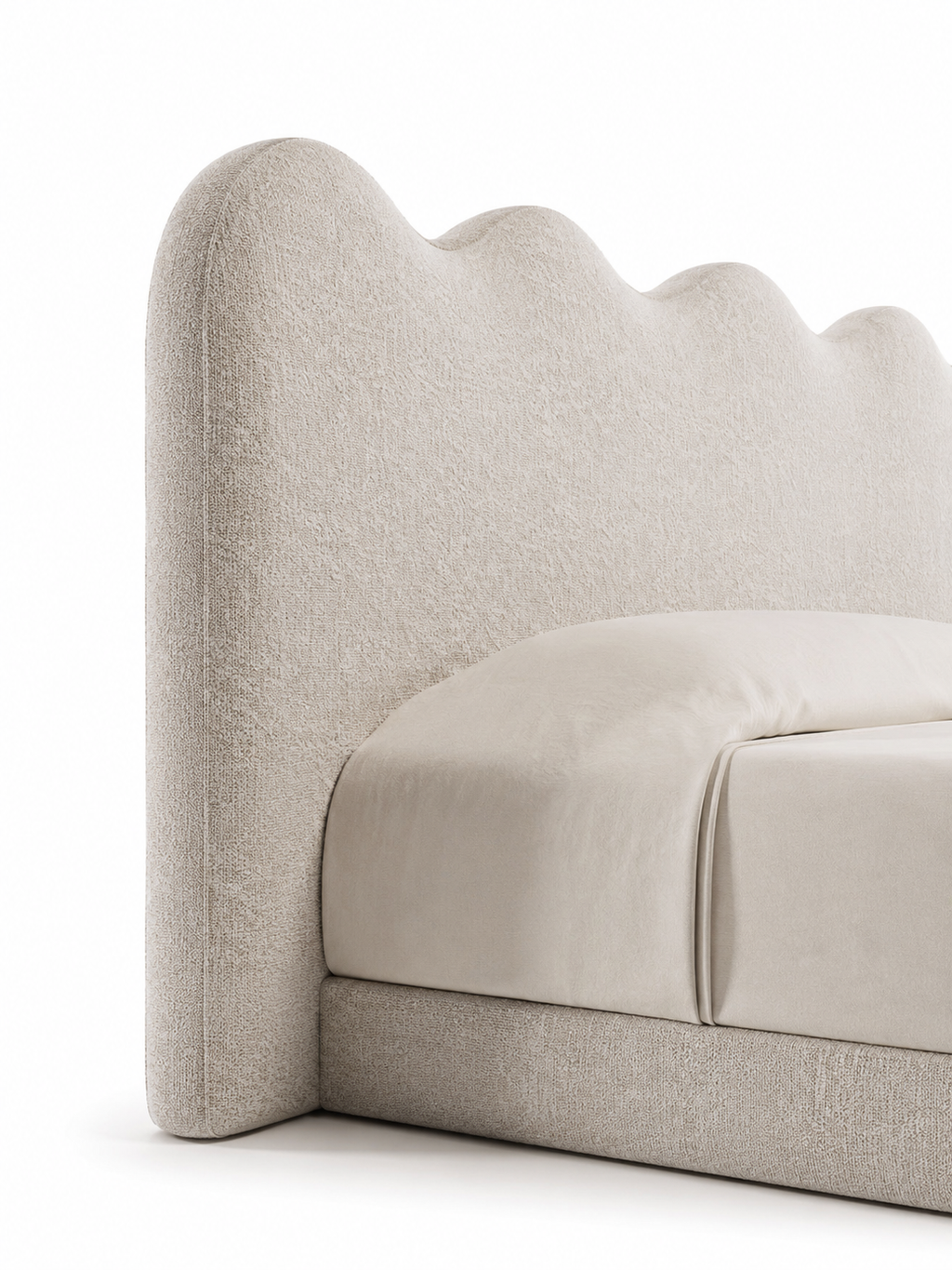 The Crest Bed — Luxury Bouclé Upholstered King Size Bed