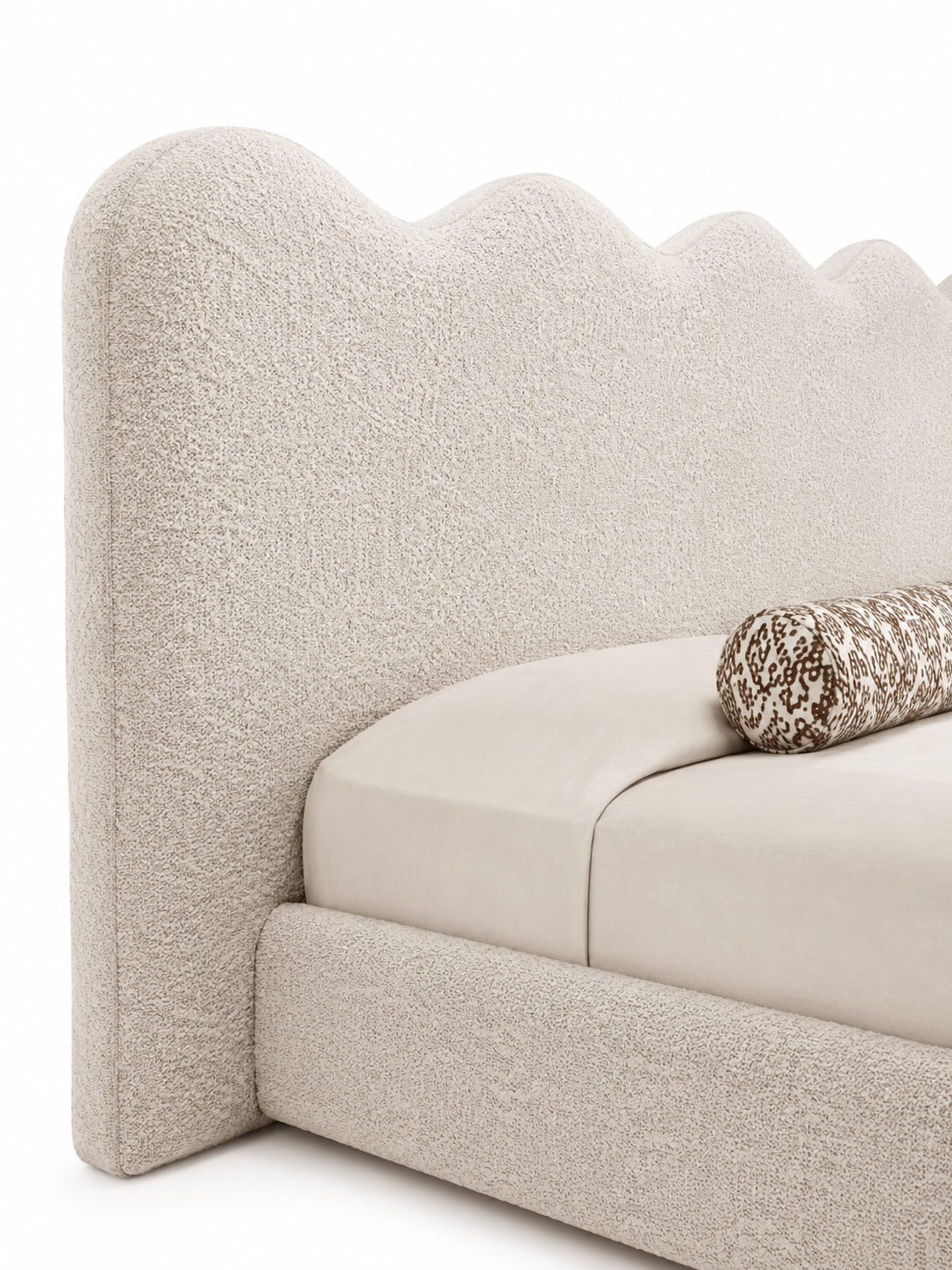 The Crest Bed — Luxury Bouclé Upholstered King Size Bed