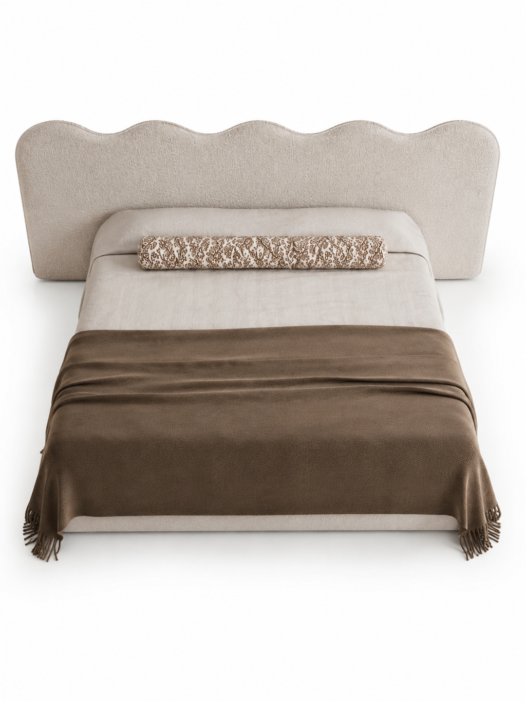 The Crest Bed — Luxury Bouclé Upholstered King Size Bed