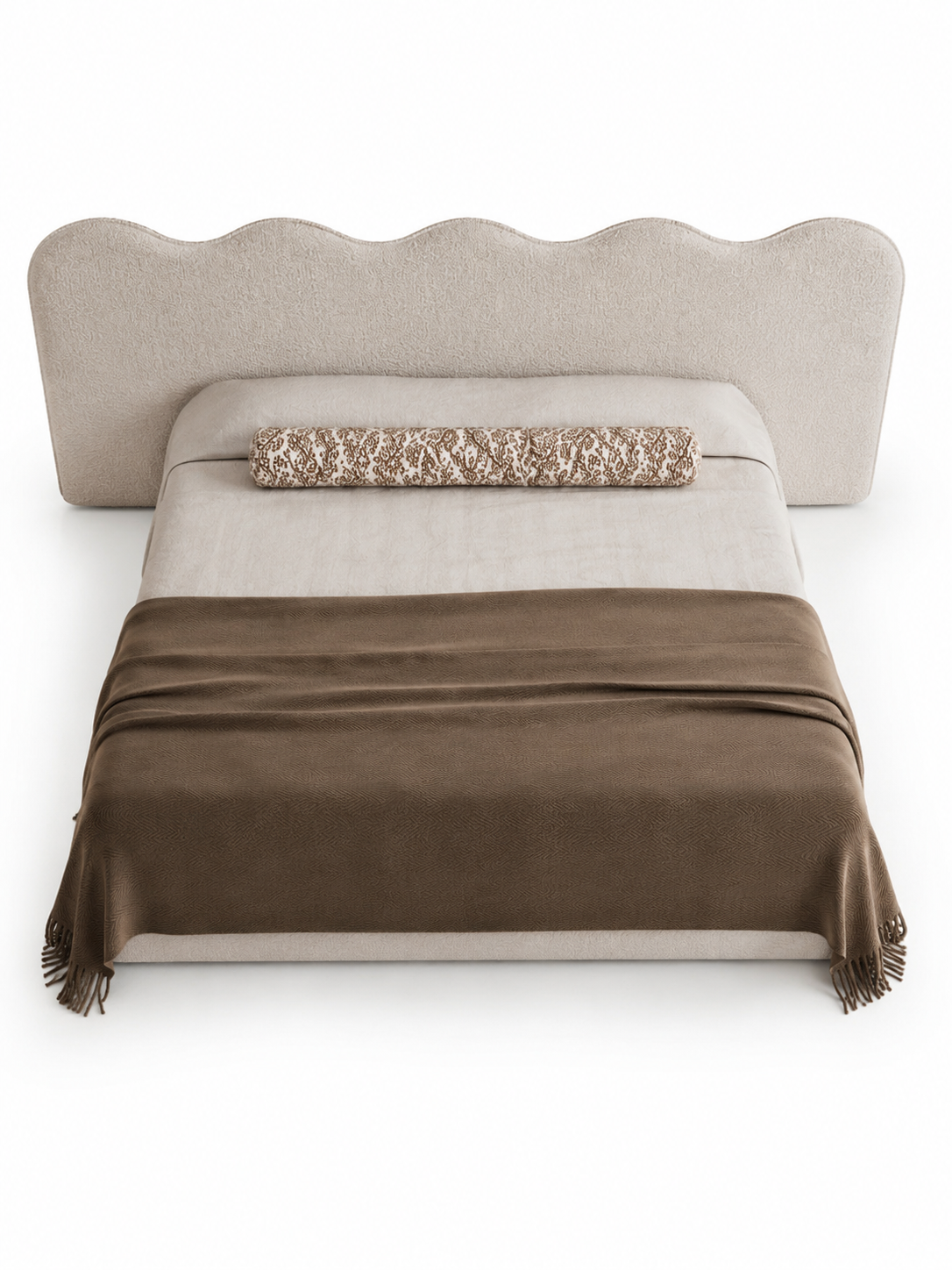 The Crest Bed — Luxury Bouclé Upholstered King Size Bed