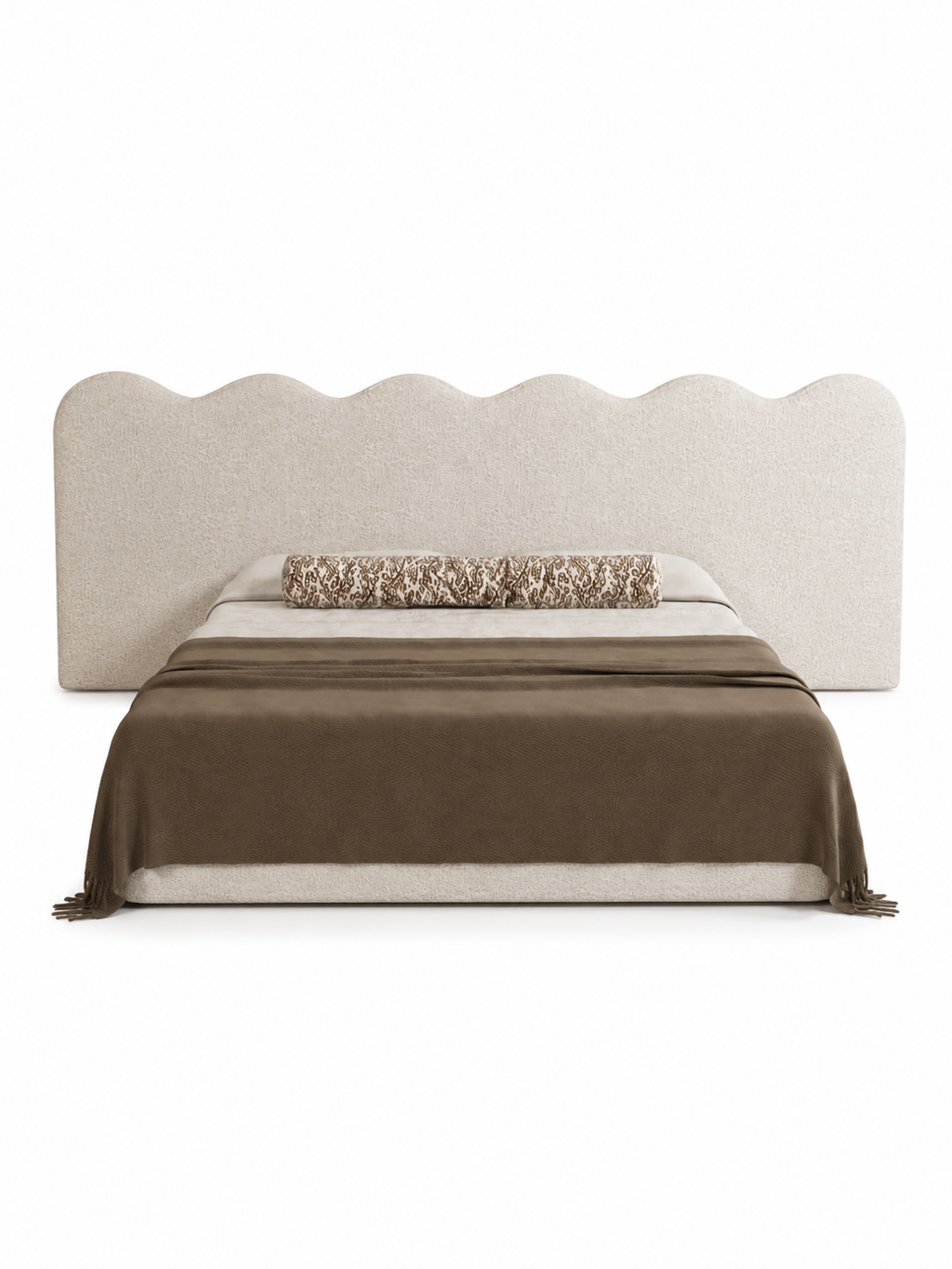 The Crest Bed — Luxury Bouclé Upholstered King Size Bed