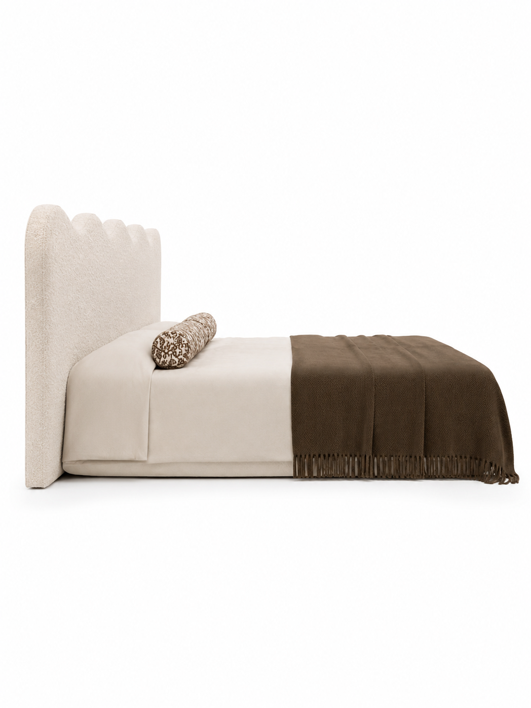 The Crest Bed — Luxury Bouclé Upholstered King Size Bed
