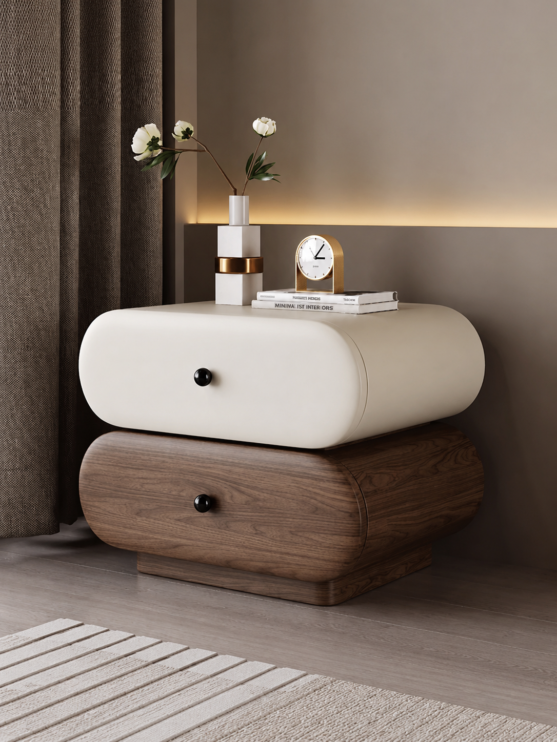 The Orvyn Luxury Bedside Table — Modern Wooden Nightstand with 2 Drawers