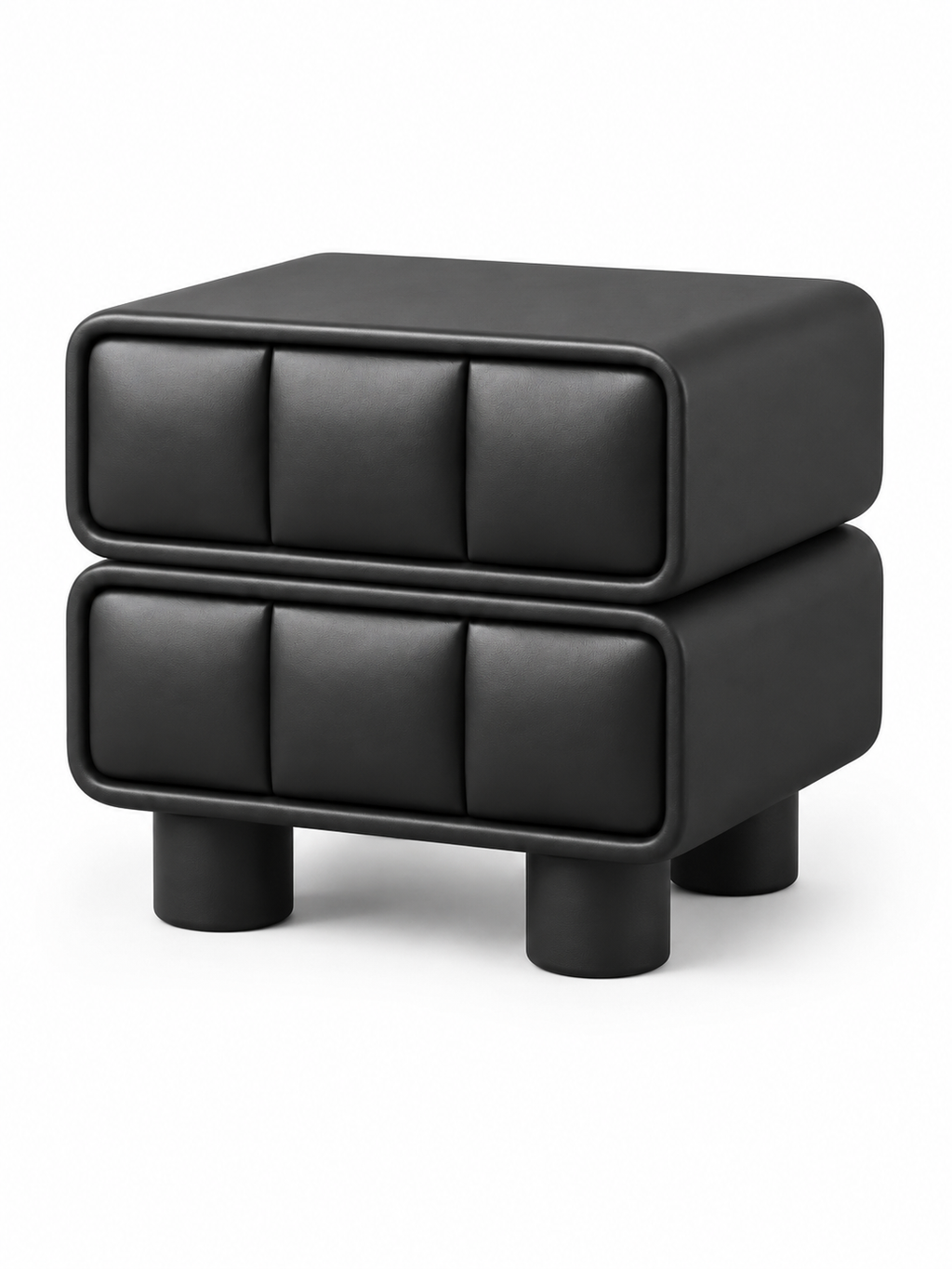 The Noirva Bedside Table — Modern Black Nightstand with Upholstered Drawers & Smart Storage