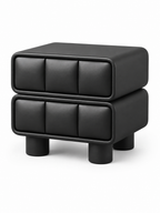 The Noirva Bedside Table — Modern Black Nightstand with Upholstered Drawers & Smart Storage