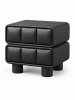 The Noirva Bedside Table — Modern Black Nightstand with Upholstered Drawers & Smart Storage