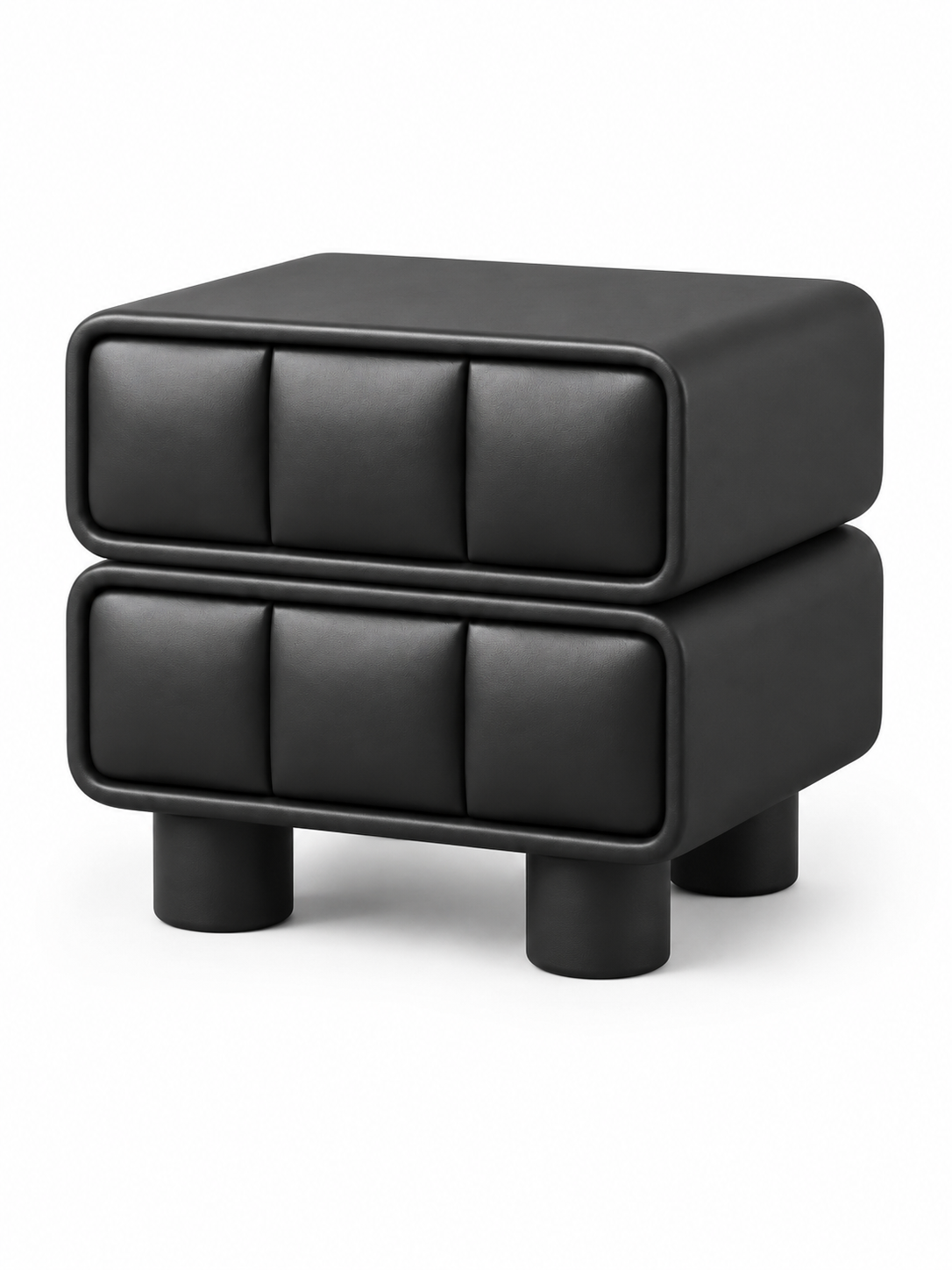 The Noirva Bedside Table — Modern Black Nightstand with Upholstered Drawers & Smart Storage