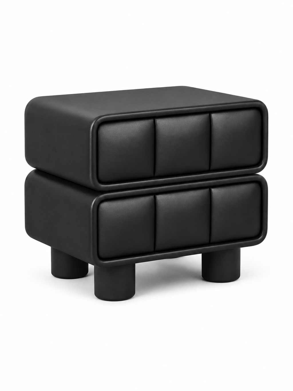 The Noirva Bedside Table — Modern Black Nightstand with Upholstered Drawers & Smart Storage