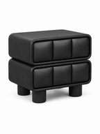 The Noirva Bedside Table — Modern Black Nightstand with Upholstered Drawers & Smart Storage