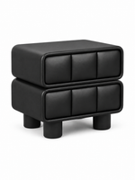 The Noirva Bedside Table — Modern Black Nightstand with Upholstered Drawers & Smart Storage