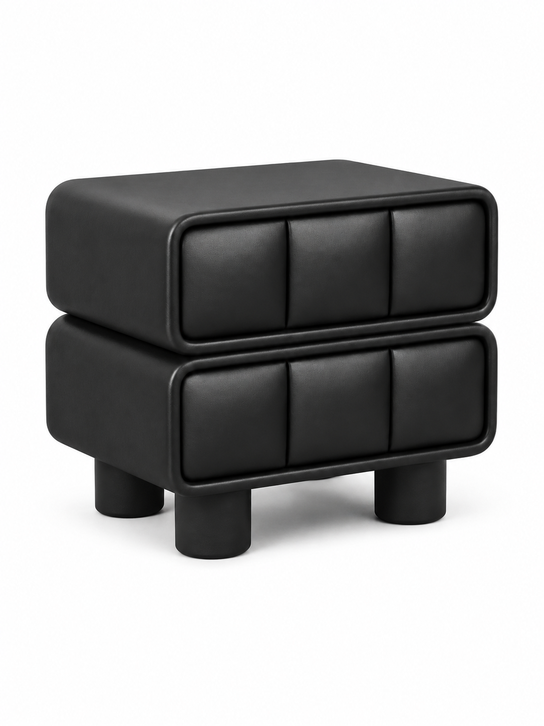 The Noirva Bedside Table — Modern Black Nightstand with Upholstered Drawers & Smart Storage