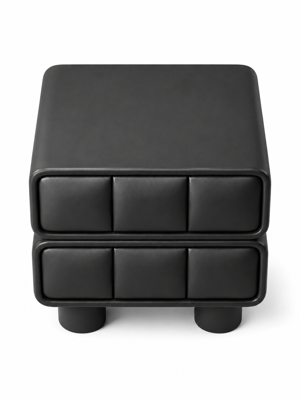 The Noirva Bedside Table — Modern Black Nightstand with Upholstered Drawers & Smart Storage