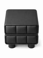 The Noirva Bedside Table — Modern Black Nightstand with Upholstered Drawers & Smart Storage