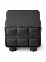 The Noirva Bedside Table — Modern Black Nightstand with Upholstered Drawers & Smart Storage