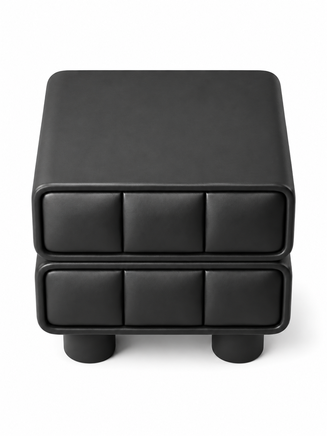 The Noirva Bedside Table — Modern Black Nightstand with Upholstered Drawers & Smart Storage