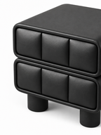 The Noirva Bedside Table — Modern Black Nightstand with Upholstered Drawers & Smart Storage