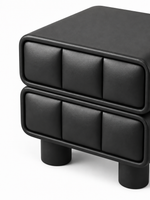The Noirva Bedside Table — Modern Black Nightstand with Upholstered Drawers & Smart Storage