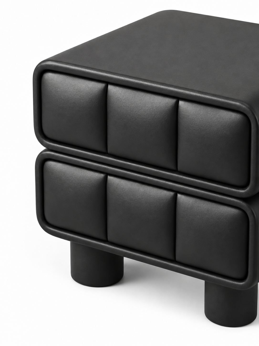 The Noirva Bedside Table — Modern Black Nightstand with Upholstered Drawers & Smart Storage