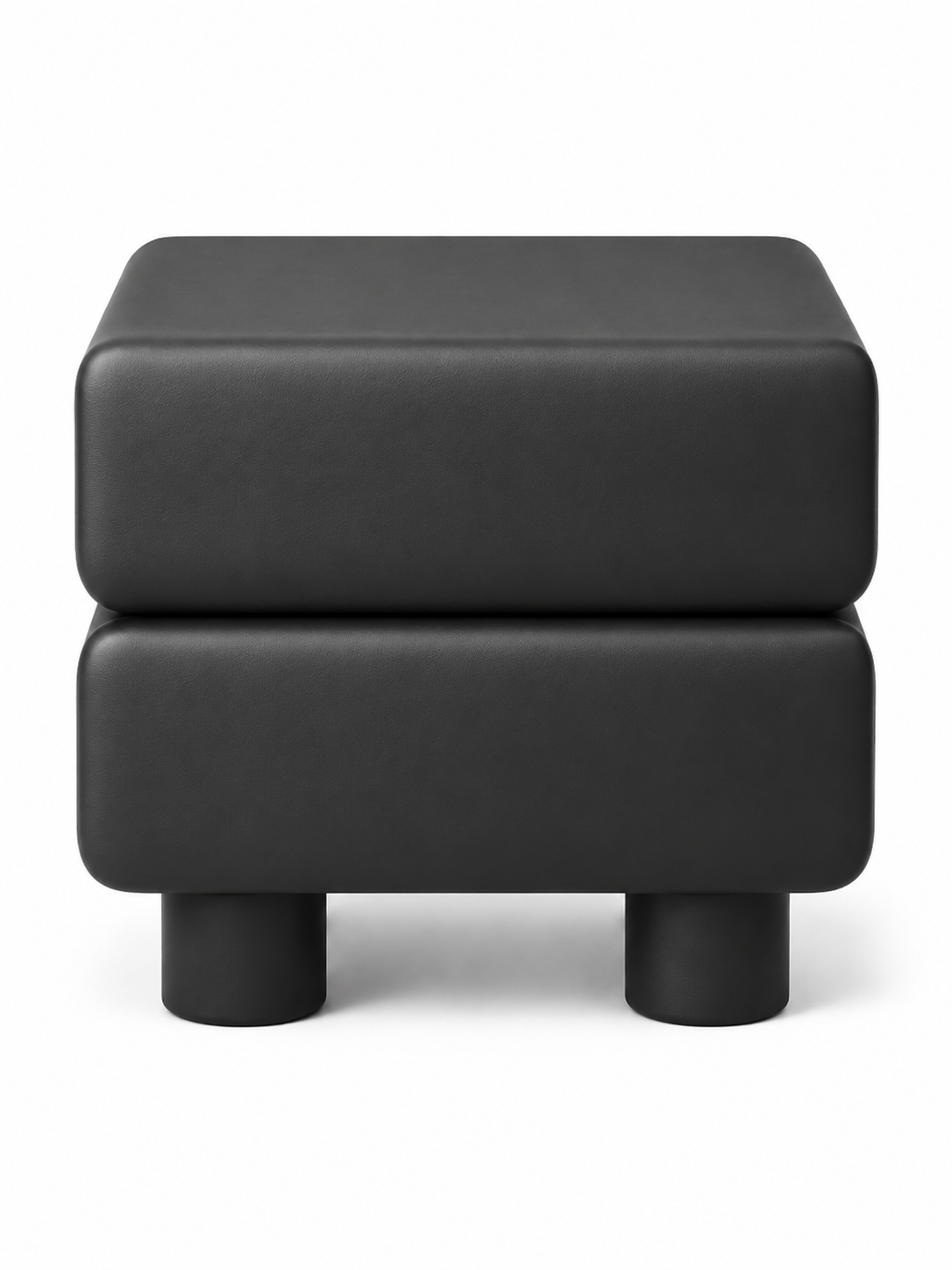 The Noirva Bedside Table — Modern Black Nightstand with Upholstered Drawers & Smart Storage