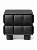The Noirva Bedside Table — Modern Black Nightstand with Upholstered Drawers & Smart Storage