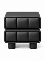 The Noirva Bedside Table — Modern Black Nightstand with Upholstered Drawers & Smart Storage