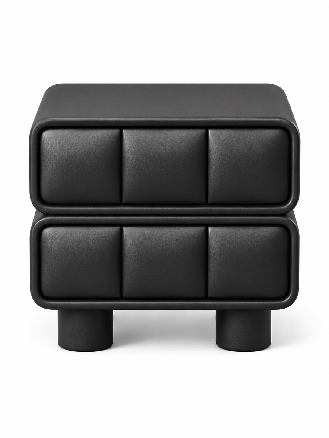 The Noirva Bedside Table — Modern Black Nightstand with Upholstered Drawers & Smart Storage