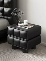 The Noirva Bedside Table — Modern Black Nightstand with Upholstered Drawers & Smart Storage