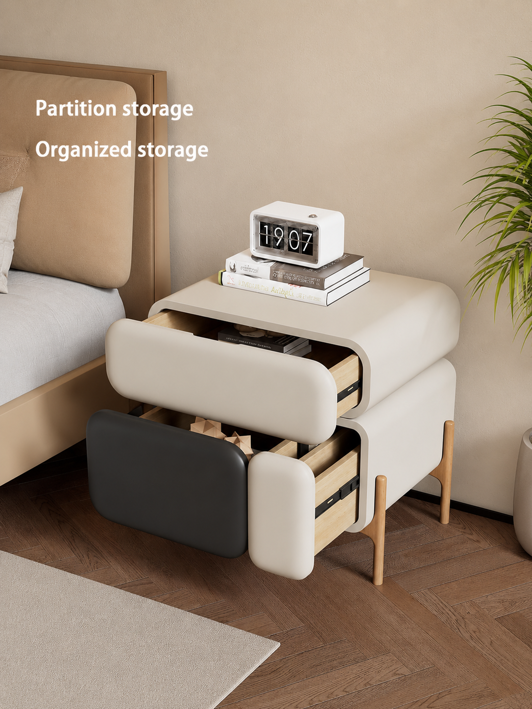 The Elvora Bedside Table — Modern Nightstand with Smart Storage
