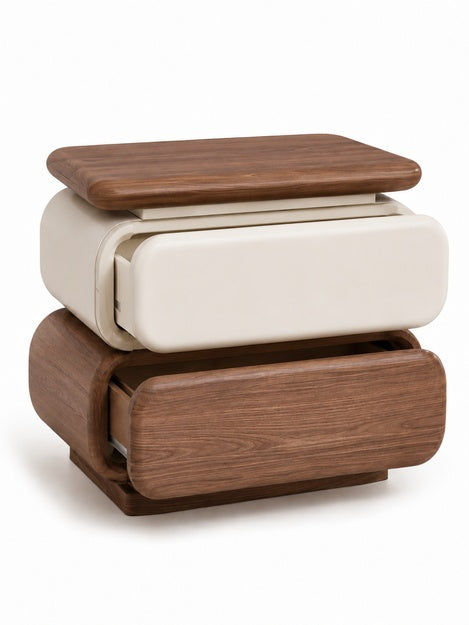 The Solvane Side Table — Modern Bedside Table with 2 Drawers & amp; Smart LED