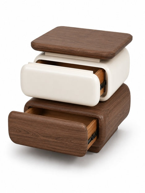 The Solvane Side Table — Modern Bedside Table with 2 Drawers & amp; Smart LED