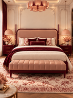 The Ivora Bed — Luxury Upholstered Bed with Burgundy Finish