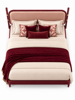 The Ivora Bed — Luxury Upholstered Bed with Burgundy Finish