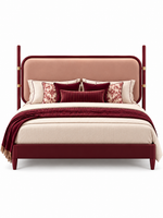 The Ivora Bed — Luxury Upholstered Bed with Burgundy Finish