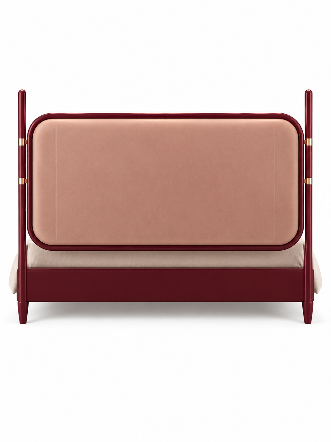 The Ivora Bed — Luxury Upholstered Bed with Burgundy Finish