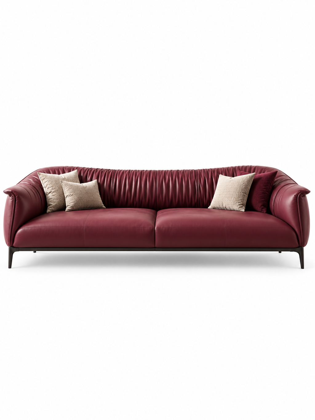 The Vellora Sofa — Luxury Burgundy Ribbed Leatherette 3-Seater Sofa