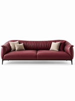 The Vellora Sofa — Luxury Burgundy Ribbed Leatherette 3-Seater Sofa