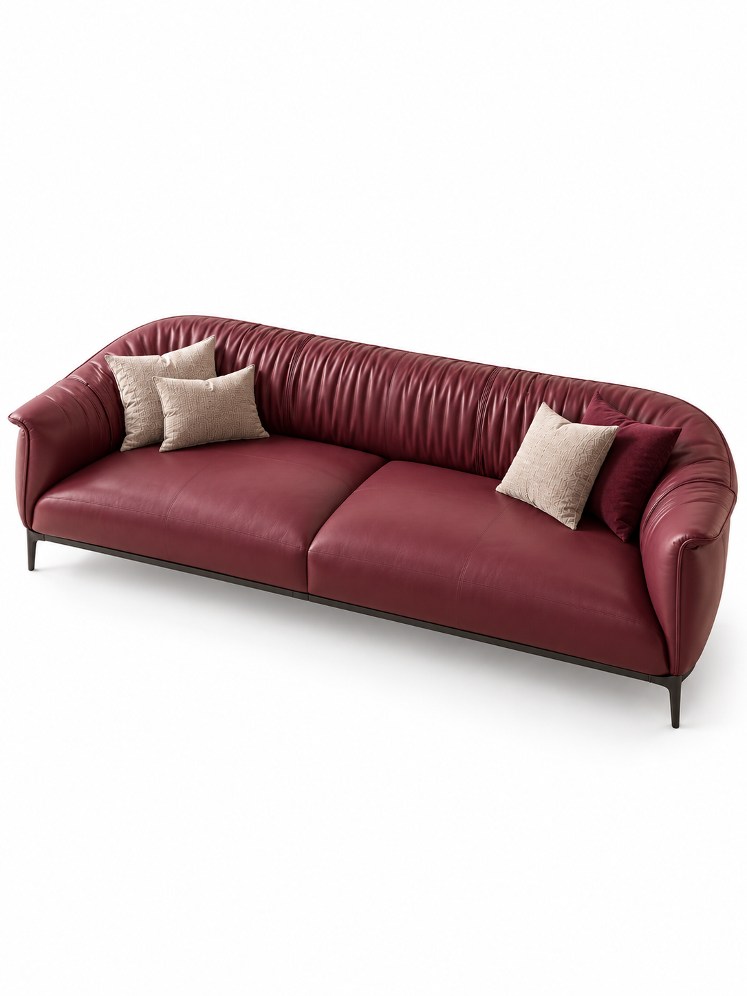 The Vellora Sofa — Luxury Burgundy Ribbed Leatherette 3-Seater Sofa