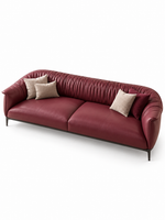 The Vellora Sofa — Luxury Burgundy Ribbed Leatherette 3-Seater Sofa